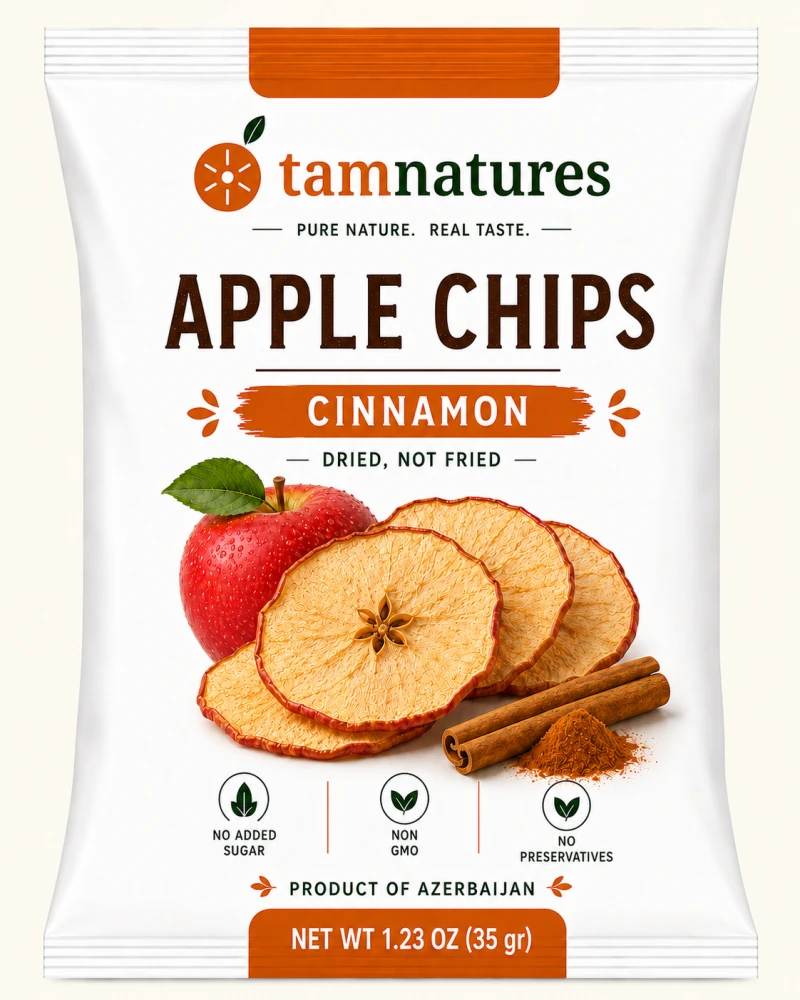 Tam Natures apple chips, cinnamon